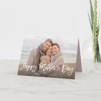 Happy Mother's Day White Brush Script Modern Foto Karte
