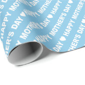 Happy Mother's Day White on Light Blue Geschenkpapier (Rolleneckpunkt)