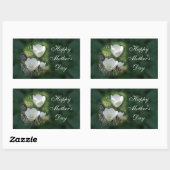 Happy Mother's Day White Tulips Rechteckiger Aufkleber (Blatt)