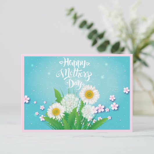 Happy Mother's Day Wildblume Bouquet auf Türkis Karte (Stehend Vorderseite)