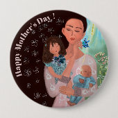 Happy Mothers Day with kids Button (Vorderseite)