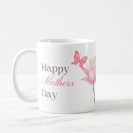 Happy Mother's Day with Pink Lotus and Butterfly Kaffeetasse