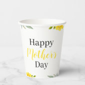 Happy Mother's Day Yellow Floral und Blätter Party Pappbecher (Vorderseite)