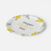 Happy Mother's Day Yellow Floral und Blätter Party Pappteller (Schrägansicht)
