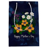 Happy Mother's Day Yellow Lila White Blume Mittlere Geschenktüte (Vorderseite)