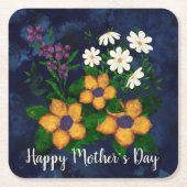 Happy Mother's Day Yellow Lila White Blume Rechteckiger Pappuntersetzer (Vorderseite)