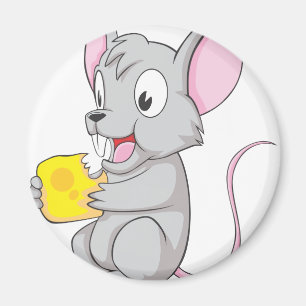 Happy Mouse isst Käse Magnet