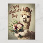 Happy Mthers Day Alpaca Vintag Postkarte (Vorderseite)