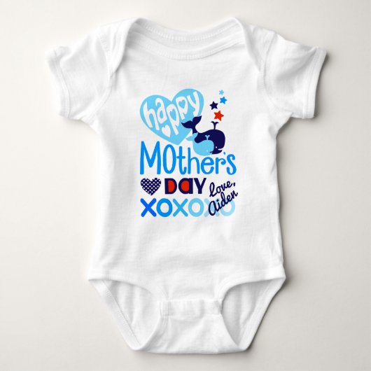 Happy Mthers Day Baby Shirt Boys Whale Bodysuit (Vorderseite)