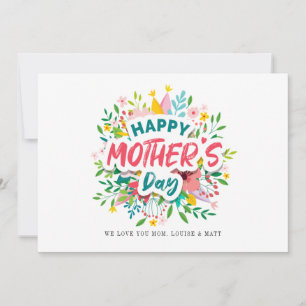 Happy Mthers Day Bright Botanical Floral Custom Karte