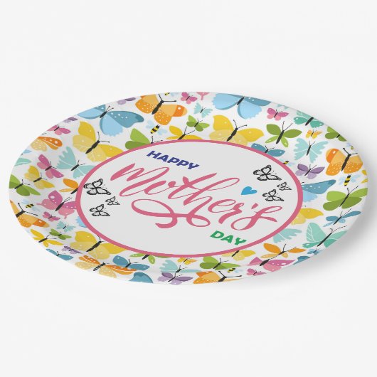 Happy Mthers Day Butterfells Pappteller (Schrägansicht)