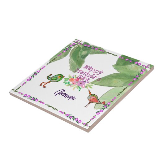 Happy Mthers Day Decorative Birds Fliese (Seite)