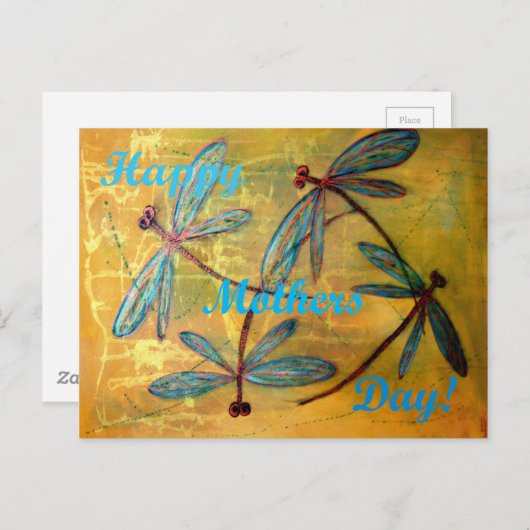 Happy Mthers Day Dragonfly Haze Postkarte (Vorne/Hinten)