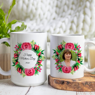 Happy Mthers Day Floral Custom Foto Kaffeetasse