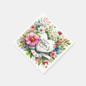 Happy Mthers Day Floral Heart Serviette (Ecke)
