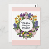 Happy Mthers Day from Daughter Floral Wreath Postkarte (Vorne/Hinten)