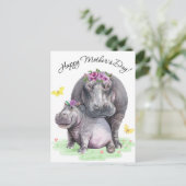Happy Mthers Day Fun Hippo Postkarte (Stehend Vorderseite)
