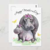 Happy Mthers Day Fun Hippo Postkarte (Vorne/Hinten)