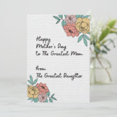 Happy Mthers Day Great Mama Floral Pastel Blume Karte (Stehend Vorderseite)