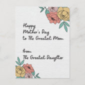 Happy Mthers Day Great Mama Floral Pastel Blume Postkarte (Vorderseite)