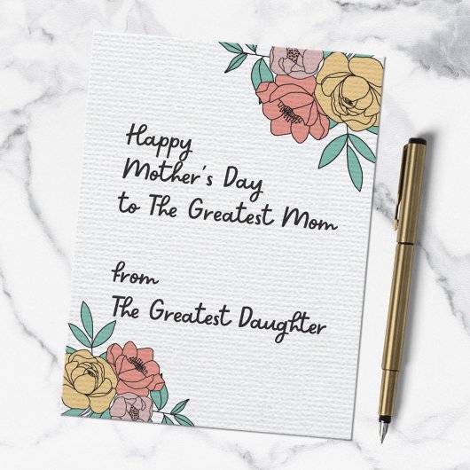 Happy Mthers Day Great Mama Floral Pastel Blume Postkarte