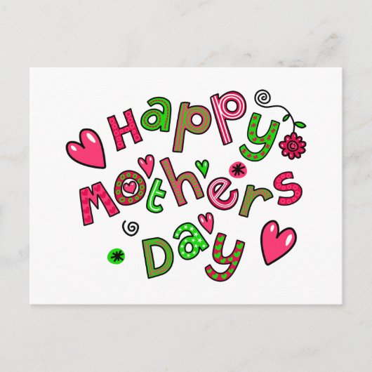 Happy Mthers Day Holiday Text Feiertagspostkarte (Vorderseite)