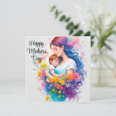 Happy Mthers Day Mama & Child Feiertagskarte (Stehend Vorderseite)