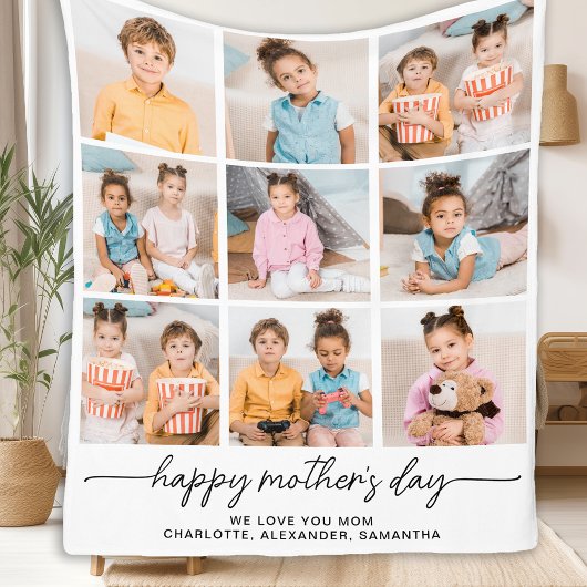 Happy Mthers Day Mama Personalisiert 9 FotoCollage Fleecedecke