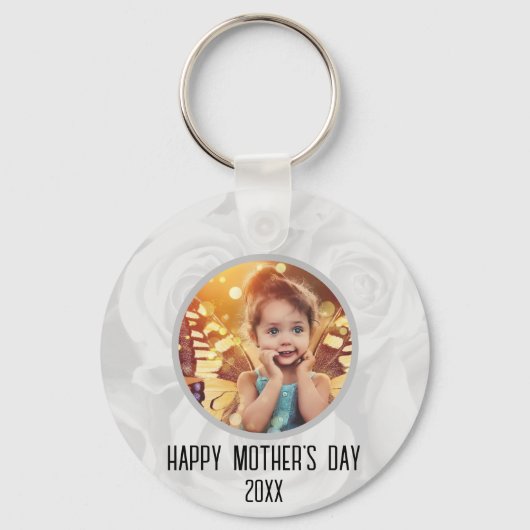 Happy Mthers Day Niedlich Child Foto floral Schlüsselanhänger (Vorderseite)