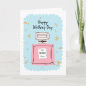 Happy Mthers Day Niedlich Pink Parfüm auf Blue Karte (Vorderseite)