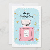 Happy Mthers Day Niedlich Pink Parfüm auf Blue Karte (Vorderseite)