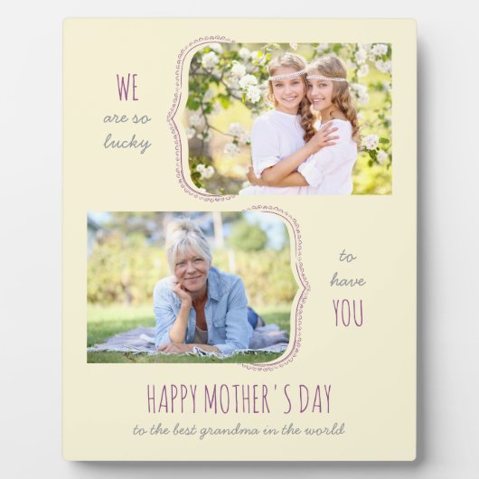 Happy Mthers Day Oma Curly Bracket 2 Foto Fotoplatte (Vorderseite)