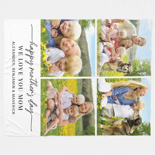 Happy Mthers Day Personalisierte Mama 4 FotoCollag Fleecedecke (Vorderseite (Horizontal))