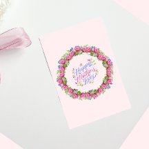 Happy Mthers Day Pink Floral Wreath
