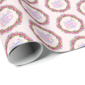 Happy Mthers Day Pink Floral Wreath Geschenkpapier (Rolleneckpunkt)