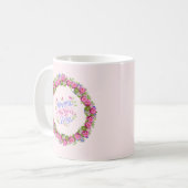 Happy Mthers Day Pink Floral Wreath Kaffeetasse (Vorderseite Links)