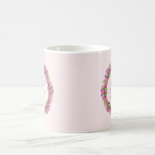 Happy Mthers Day Pink Floral Wreath Kaffeetasse (Mittel)