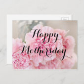 Happy Mthers Day Powder Pink Blume Postkarte (Vorne/Hinten)