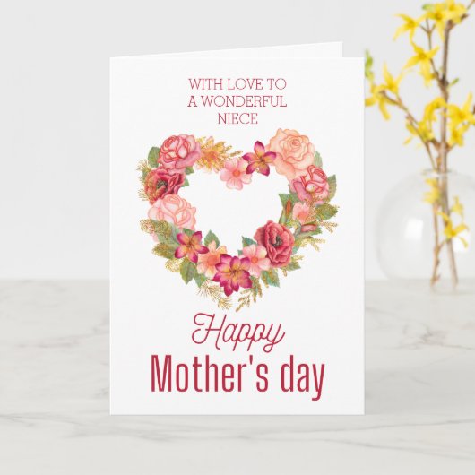 Happy Mthers Day to My Niece Heart Blume Karte (Gelbe Blume)