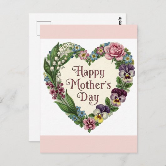 Happy Mthers Day Viktorianische Blumenkranz Postkarte (Vorne/Hinten)