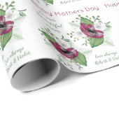Happy Mthers Day Wasserfarbe Blume Personalisiert Geschenkpapier (Rolleneckpunkt)