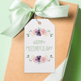 Happy Mthers Day Wilde Rose Floral | weiß Geschenkanhänger