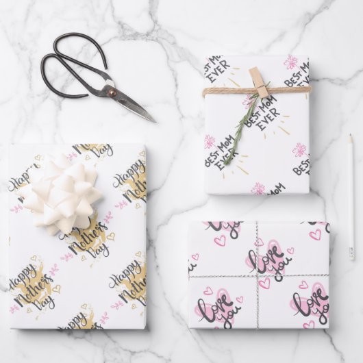 Happy Mthers Day Wrapping Paper Sheets Geschenkpapier Set (Vorderseite)