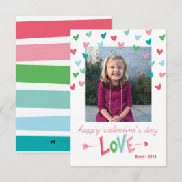 Happy Multi-Colored Hearts Valentinus Foto Card Einladung