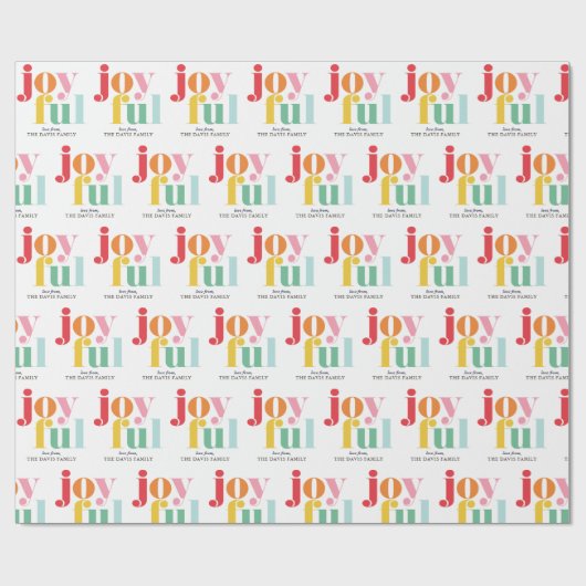 Happy Multicolor "Joyful" Personalisierter Urlaub Geschenkpapier (Flach)