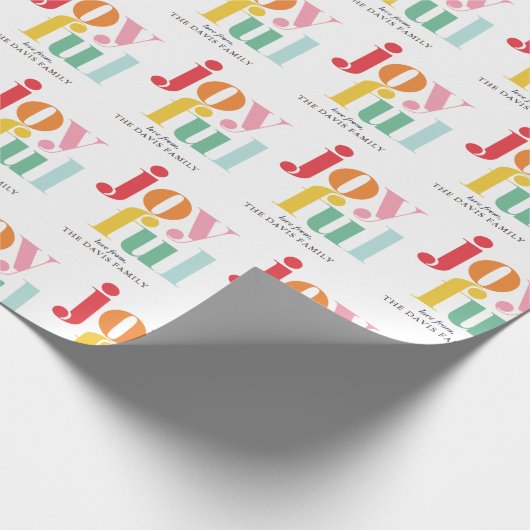 Happy Multicolor "Joyful" Personalisierter Urlaub Geschenkpapier (Ecke)