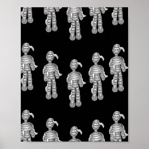 Happy Mumien auf schwarz Poster