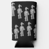 Happy Mummies Muster auf schwarz Selters Dosenkühler (Vorderseite)