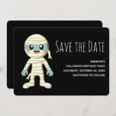 Happy Mummy Halloween Monster Save the Date (Vorne/Hinten)