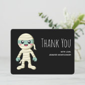 Happy Mummy Halloween Monster Zeichne Dankeskarte (Stehend Vorderseite)